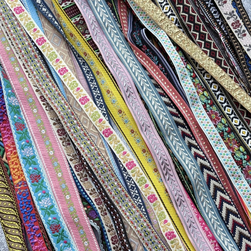 5 Yards 1~3CM Geometric Flower Designs Are Selling Well Embroidered Jacquard Ribbon Decorative Clothing Dog Chain Curtains