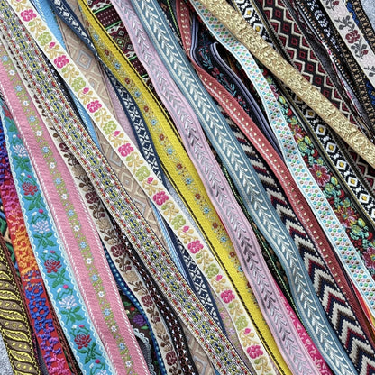 5 Yards 1~3CM Geometric Flower Designs Are Selling Well Embroidered Jacquard Ribbon Decorative Clothing Dog Chain Curtains