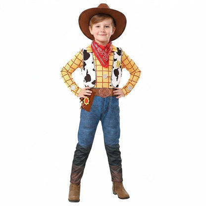 Boys Halloween Cosplay 3PCS Buzz Jumpsuit With Mask Wings Woody Cowboy Costume Stage Performance Birthday Party Role Play Outfit