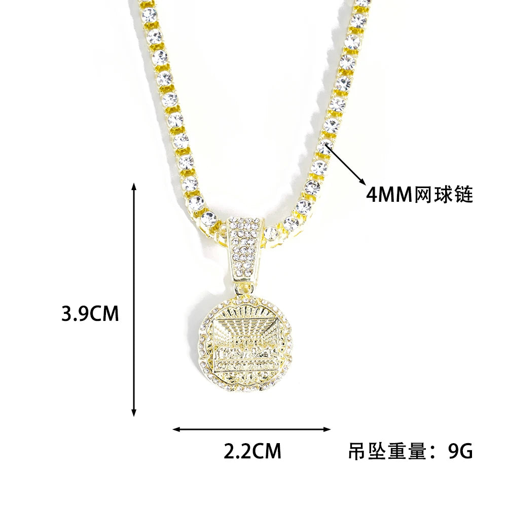 Last Supper Pendant Necklace | Iced Out 4mm Tennis Chain | Men's Hip Hop Jewelry