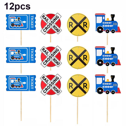 Train Happy Birthday Cake Topper Railway Steam Theme Party Decorations Train Birthday Baby Shower Supplies