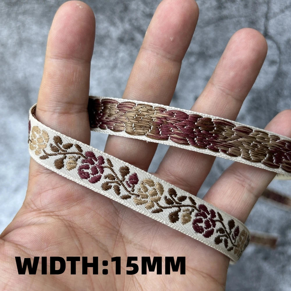 5 Yards 1~3CM Geometric Flower Designs Are Selling Well Embroidered Jacquard Ribbon Decorative Clothing Dog Chain Curtains