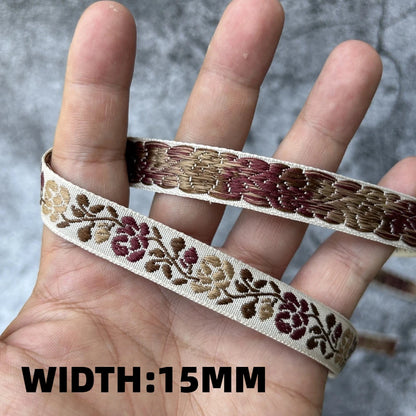 5 Yards 1~3CM Geometric Flower Designs Are Selling Well Embroidered Jacquard Ribbon Decorative Clothing Dog Chain Curtains