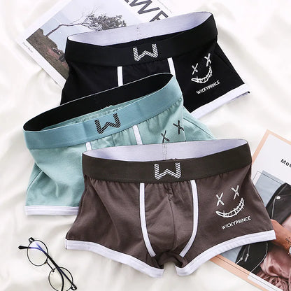 1/3/4 Pcs Mens Underwear Cotton Men Boxer Panties U-convex Man Breathable Underpants Sexy Comfort Male Boy Smiling Face Boxers