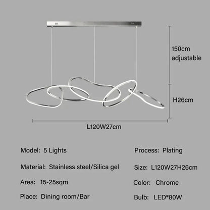 Modern Rings Pendant Lights Black&Golden for Living Dining Room Bedroom Ceiling Chandelier Lamps Indoor Hanging Lighting Fixture