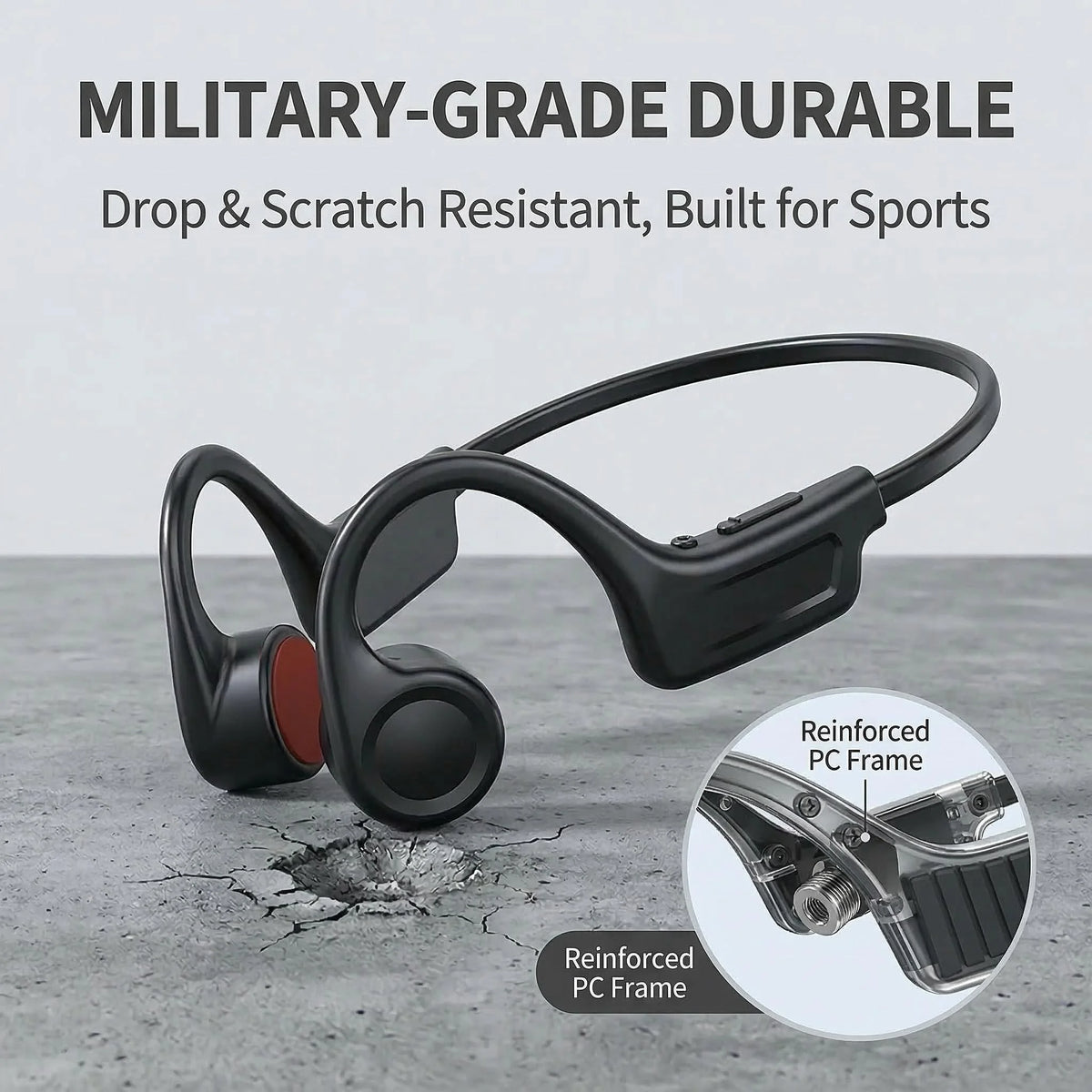 Bone Conduction Headphones, Wireless Open-back Earbuds, 15-hour Battery Life, Bluetooth 5.4, HiFi Stereo Sound, Waterproof, Nois