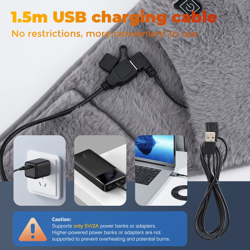 USB Electric Heating Belt 2-in-1 Abdominal Hand Warmer Winter Waist Heater Hot Compress Lumbar Uterus Relieve Menstrual Cramps