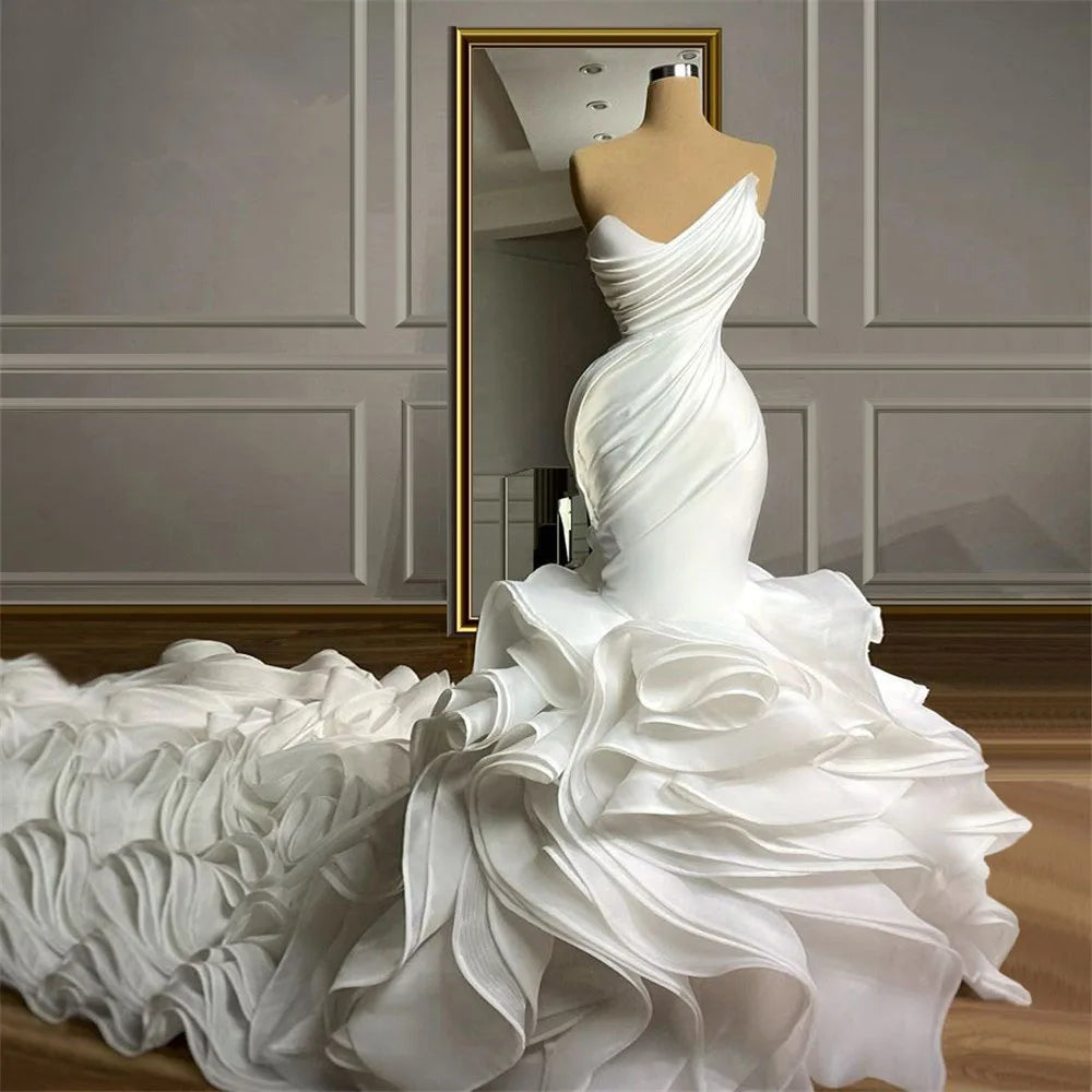 Luxury African Wedding Dresses for Bride 2026 Mermaid Ruffles Long Train  Dubai Woman Bridal Gowns Plus Size Vestido De Novia