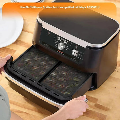 2nd generation Air Fryer Splatter Guard Heat Resistant for Ninja AF500 Air Fryer Reusable Foldable Oil Silicone Splatter Shield
