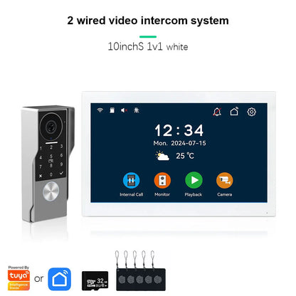 ANJIELO 2-Wire Video Door Phone with TUYA App IC Card PIN Unlock 24 IP Camera Support Smart Video Intercom System for Home 1080P