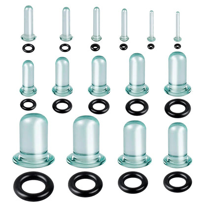 2pcs Glass Ear Gauges Stretching Kit Short Taper Expander 1.6-16mm