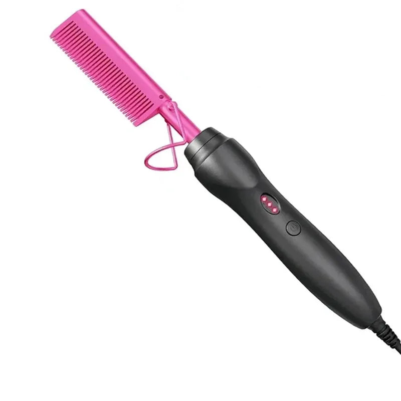 Portable Ceramic Hair Curler Electric Hot Heating Comb Hair Straightener Curler Wet Dry Hair Straightening Hair Styling Tool