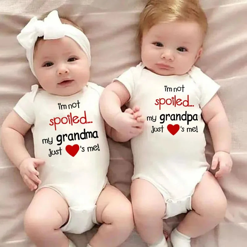 I'm Not Spoiled My Grandma Loves Me Baby Romper Crawling Clothes Triangle Onesies Newborn Baby Clothes Onesies for Babies