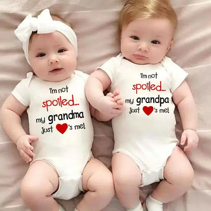 I'm Not Spoiled My Grandma Loves Me Baby Romper Crawling Clothes Triangle Onesies Newborn Baby Clothes Onesies for Babies