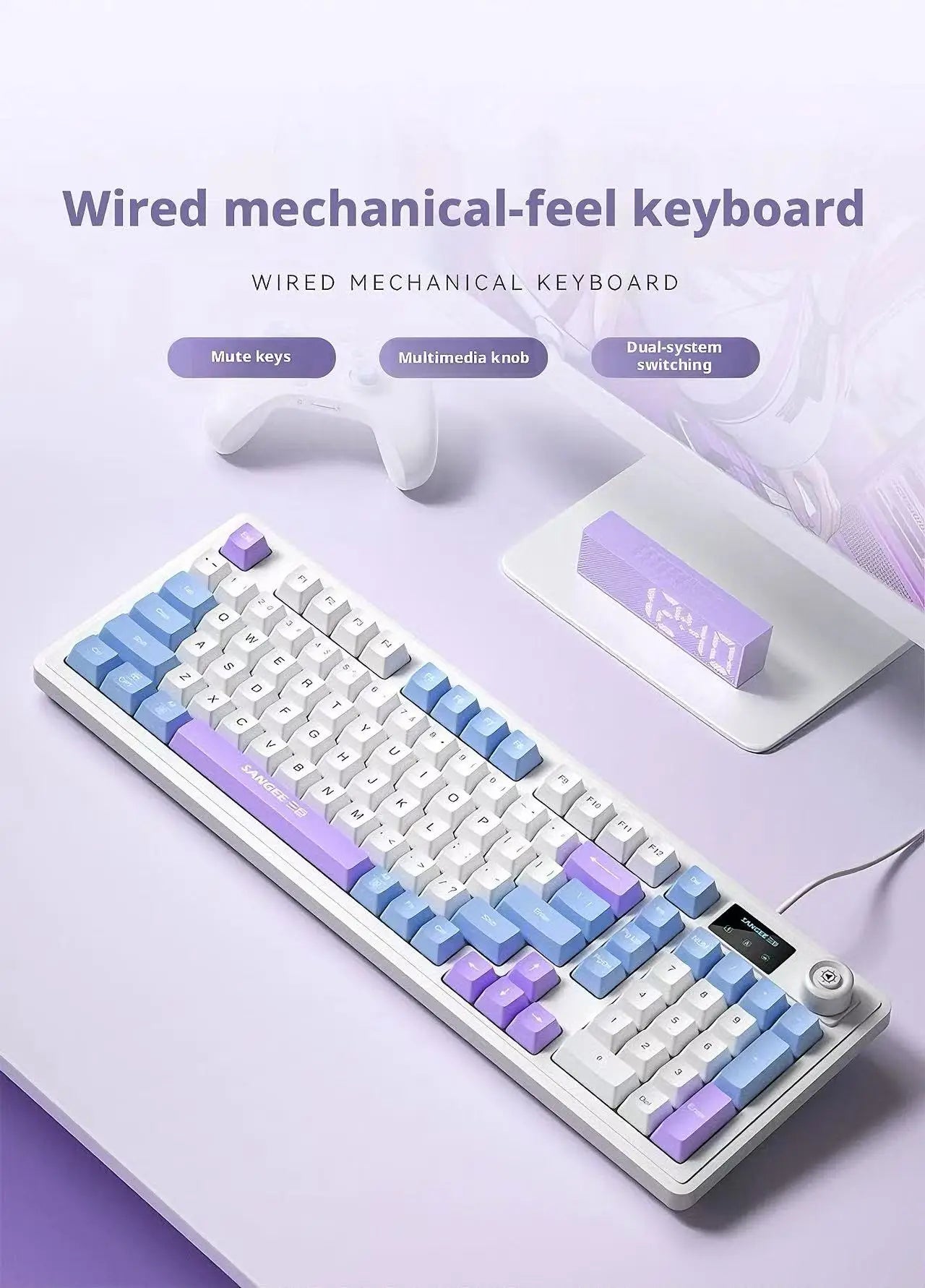 Wired Mechanical Feel Keyboard Mouse Set RGB Glow Low Noise Ultra Thin Gaming Combo Fashion High Value Computer Office Kit