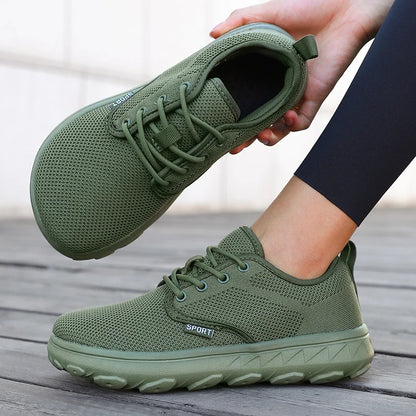 Men's and Women's Barefoot Shoes Wide Version Simple Platform Walking Sneaker Lace Up Outdoor Lightweight Casual Running Shoes