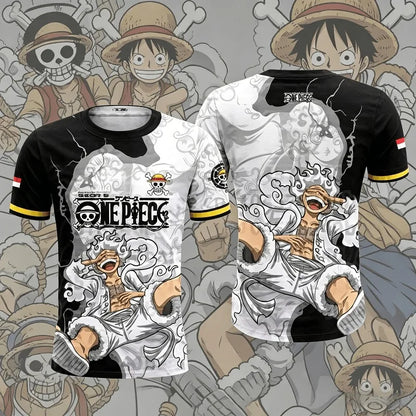 Hot Anime One Piece Luffy Gear5 Man Football Jersey Summer T-shirt men Vintage Fashion Sport Women pulovers kids' tops t-shirt