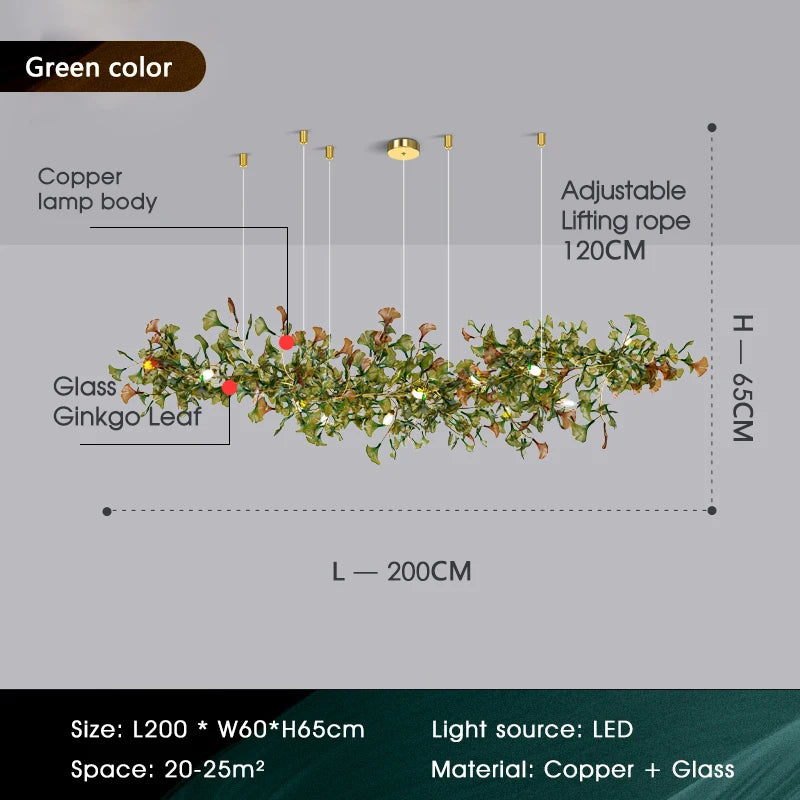 Modern Gingko Chandelier Custom Lights Luxury Glass Chandelier Suitable For Dining Room Living Room Villa Home Decor Gloss