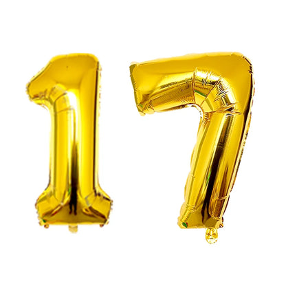 2Pcs 32 Inch Gold Silver Black Blue Red Helium Foil Number Balloon 16 17 18 19 20 21 Happy Birthday Party Decoration Supplies