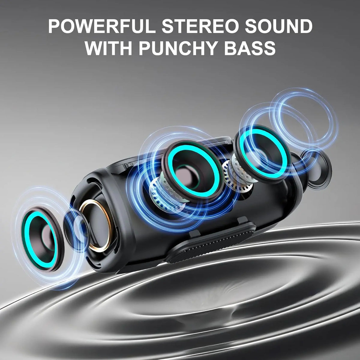 RGB Lights Portable Bluetooth Speaker, IPX7 Waterproof, 24H Playtime, Bluetooth 5.3, Outdoor Wireless Speaker with Hands-Free Mic.