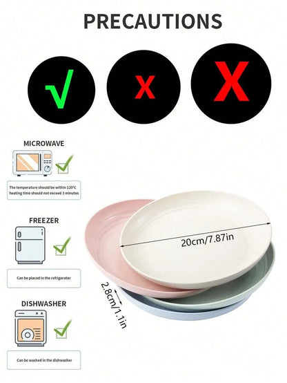 4/8pcs Plastic Original Plate, Reusable, Camping Picnic Dessert Plate, Fruit Plate, Dinner Plate, Dishwasher and Microwave Safe
