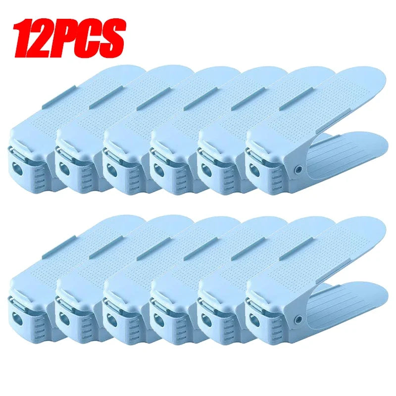 1/12PCS Adjustable Shoe Stacker Shoe Slots Organizer Space Saver Double Deck Rack Holder for Closet Organization