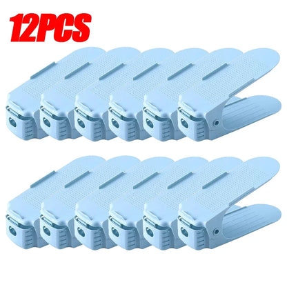 1/12PCS Adjustable Shoe Stacker Shoe Slots Organizer Space Saver Double Deck Rack Holder for Closet Organization
