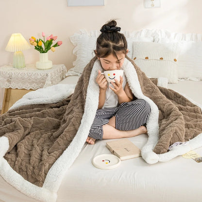 Warm Wool Sherpa Thick Blankets Fluffy Soft Coral Fleece Bedspread on The Bed Single Double Winter Plush Coraline Furry Throw