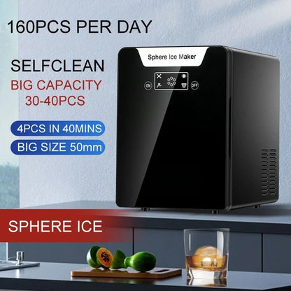Counter Top Home Sphere Ice Machine Crystal Ice Ball 4Pcs Per Cycle 160Pcs and 10Kgs Per Day for Cocktails Drinks Whiskey