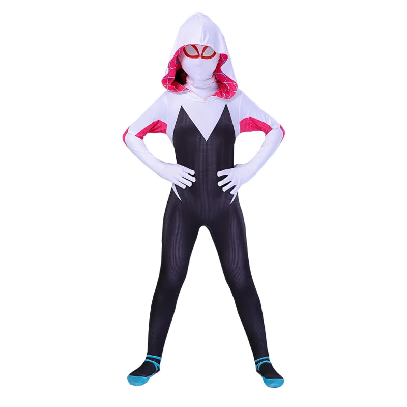 BEAST KINGDOM Spider Gwen Cosplay Gwen Stacy Cosplay Costume for Unisex Teenagers and Adults Jumpsuit Halloween Cosplay Bodysuit