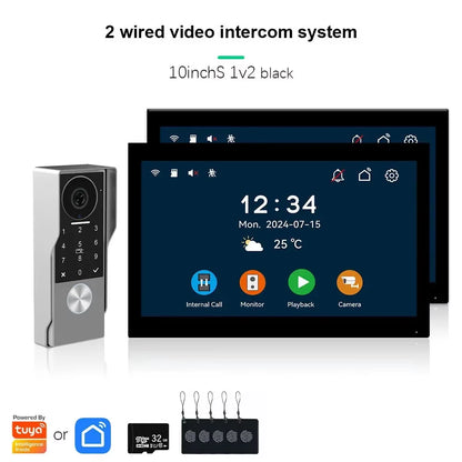 ANJIELO SMART Doorbell Video Intercom Camera System Wire 2‐wire Door Phone 10 Inch Screen 7 Protector Security