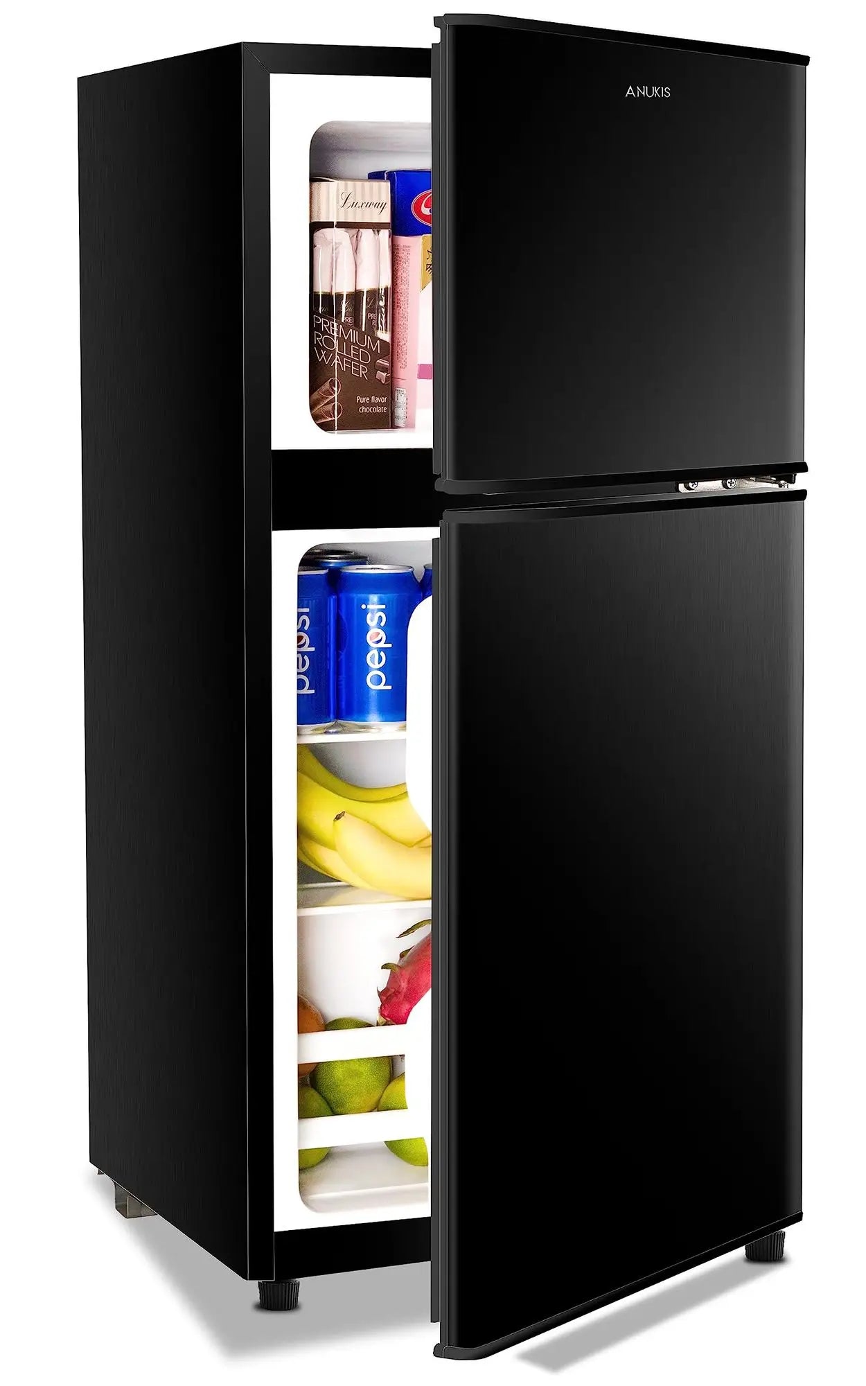 3.5Cu.Ft Compact Refrigerator Mini Fridge with Freezer, Small Compact Refrigerator with 2 Door, 7 Level Thermostat Removable Shelves for Kitchen, Dorm, Apartment, Bar, Office, Silver