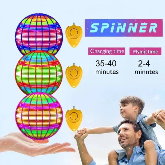LED Light Up Flying Orb Boomerang Toys Magic Hover Ball Drone Fly Nova Spinner – Fidget Stress Relief Toy Gifts for Kids Family
