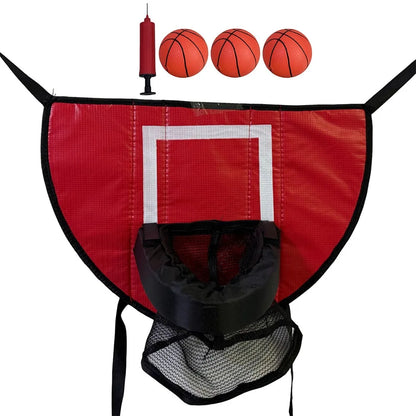 Foldable Trampoline Basketball Hoop Kit Safety Multipurpose Basketball Training with Pump and Ball Fun Mini Basketball Hoop