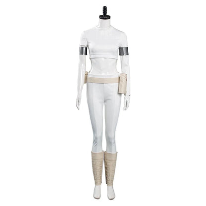 Padme Cosplay Amidala Fantasia Costume White Uniform Cloak Belt Movie Space Battle Disguise for Women Halloween Carnival Suit