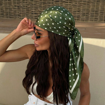 2026 Dot Print Square Scarf For Women Silk Shawl Neckerchief Female Hair Bands Head Wraps Headband Foulard Satin Hijab Bandana