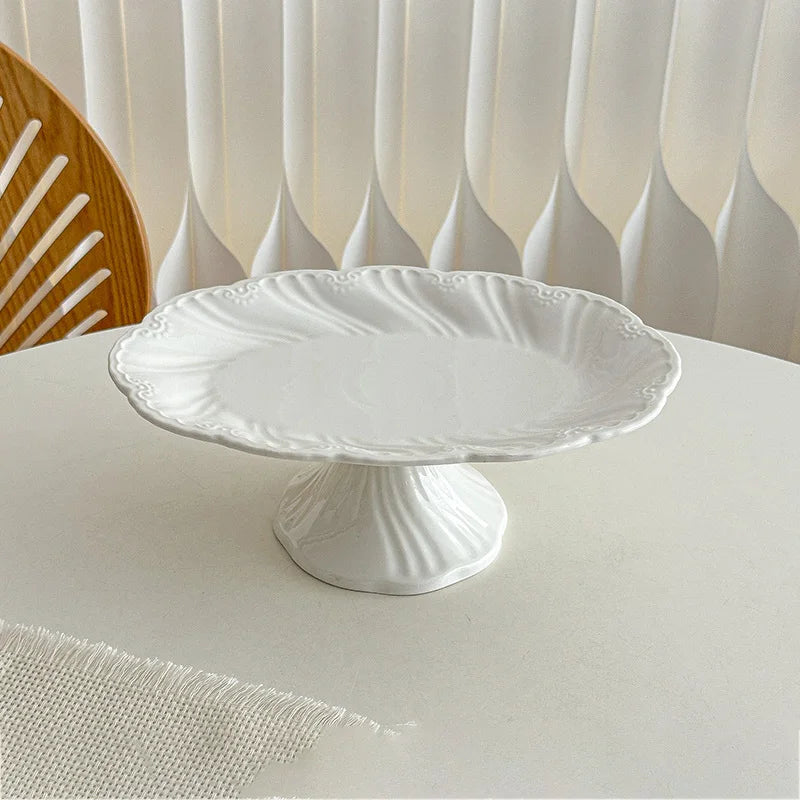 New French Minimalist Style High Temperature Fired Ceramics Plates Dinner Sets Stem-Dish Rice Fruit Bowl Salad Plate Tableware