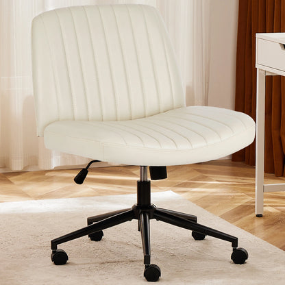 Armless Office Chair | Adjustable Swivel Seat with Casters or Foot Pads | Home, Work & Study