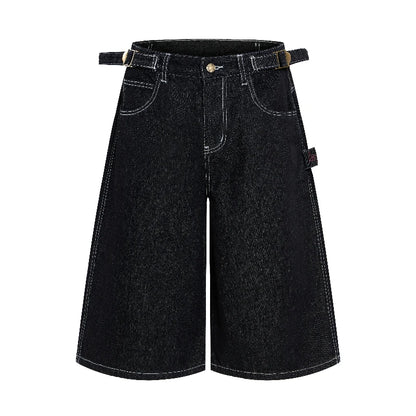 Y2K Baggy Wide-Leg Denim Shorts | Calf-Length Vintage Denim | Women's American Retro Streetwear Shorts