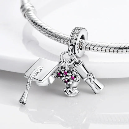 Charms Bead 925 Sterling Silver Pink Butterfly Luminous Firefly Dangle