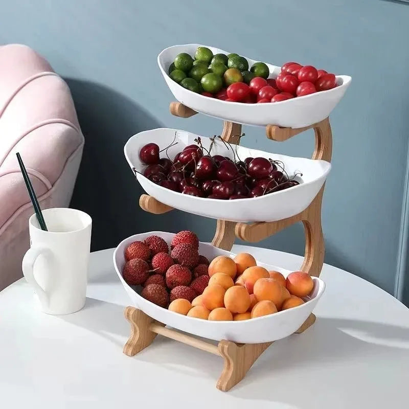 Creative 2/3 Layer Fruit Plate Home Organizer Living Room Plastic Snack Dish Dried Fruit Basket Candy Dish Cake Stand Salad Bowl