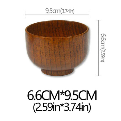 Sour Jujube Wood Old Lacquer Household Bowl Japanese Style Wooden Soup Rice Bowls Tableware For Kids Children Adults