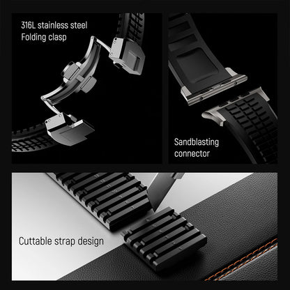 Sports Silicone Band for Apple Watch Ultra 2 49mm 46mm 45mm 44mm Luxury Metal Bracelet for iWatch Series 10 9 8 7 6 5 4 Se Strap