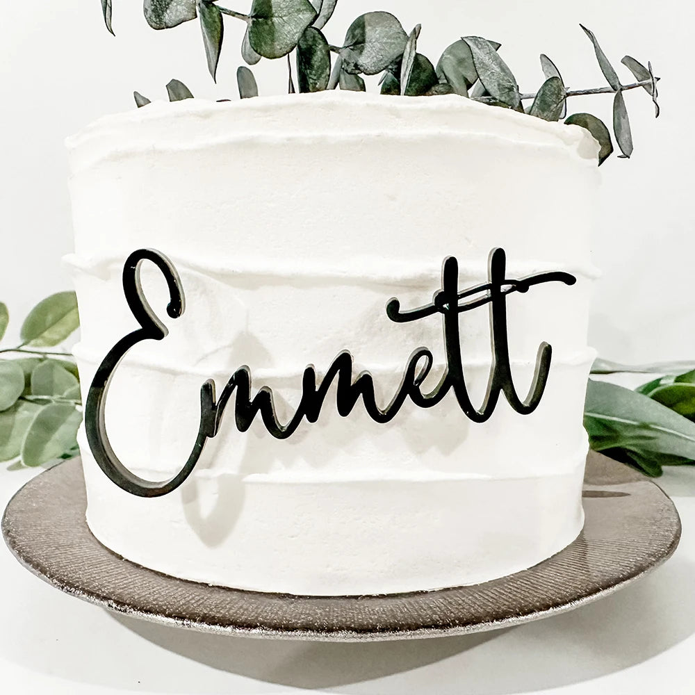 birthday cake topper customized wood cake toppers custom gold acrylic with name cake decor can be used for multi-layer cakes
