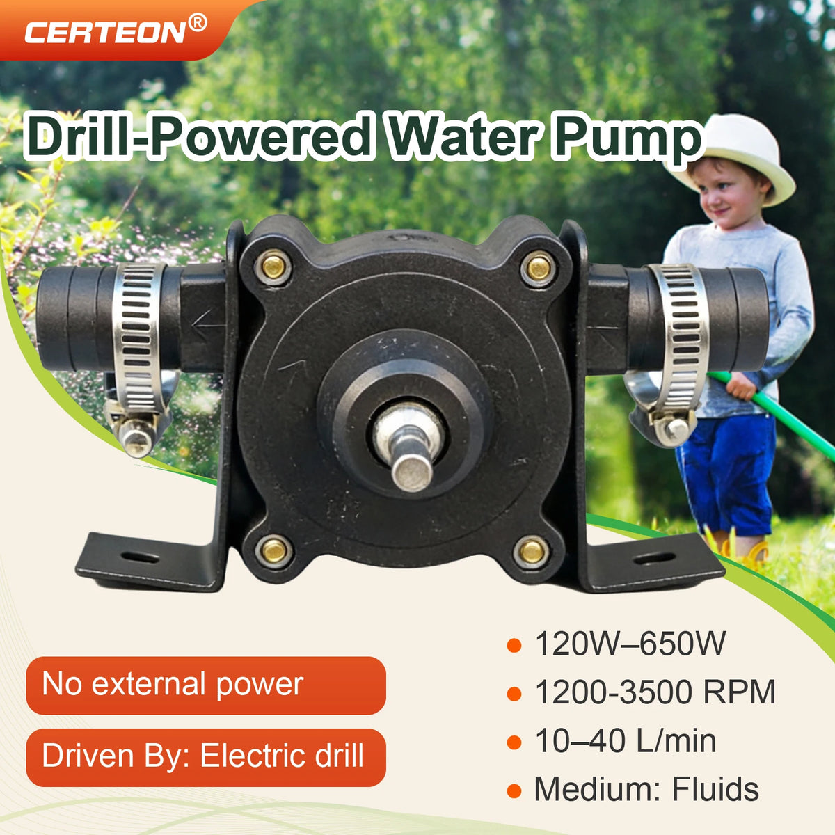 Electric Drill Pump Water Transfer Pump Self Priming Portable Mini Water Pump Drill Powered Fluid Transfer Pump 120W-650W