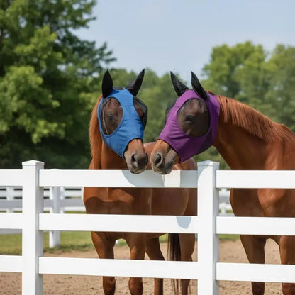 1pc Stretch Horse Fly Mask Mesh Bug Eye Cover Anti Insect Equine Face Shield for Summer Pasture Use