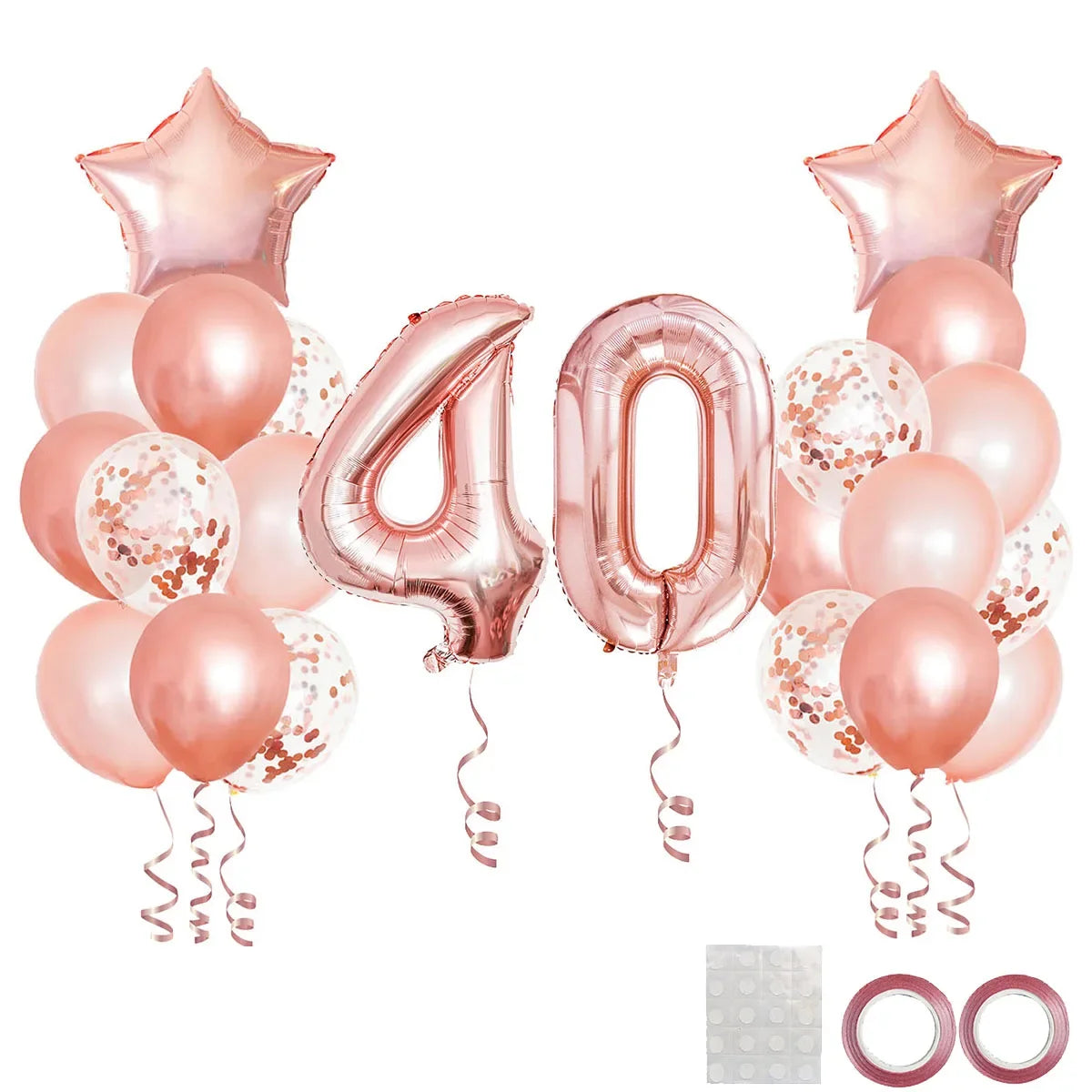 25pcs Rose Gold Mixed Balloons 10 15 16 18  20 21 25 30 35 40 50th Birthday Party Decorations  Woman Birthday Anniversary Decor