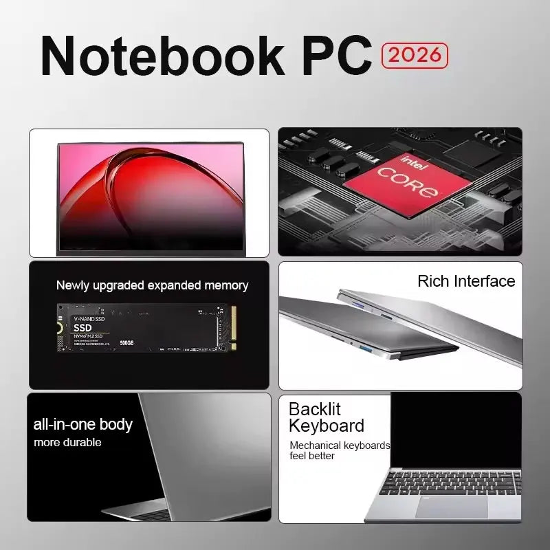 2026 Windows 11 Pro 15.6" Laptop Intel Core i9 10980HK 16GB RAM 1TB 2TB SSD Office Gamer Laptops Fingerprint UnIock Notebook PC