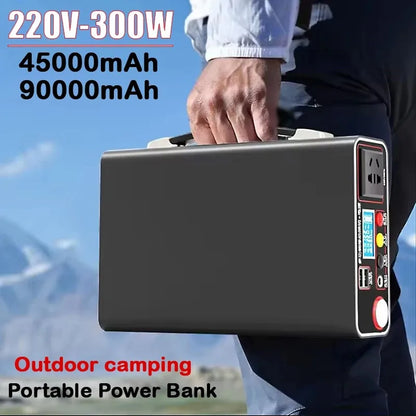 300W Portable Power Station 220V Solar Generator Outdoor Camping Emergency Mobile Power Bank 90000mAh LiFePO4 Backup Battery