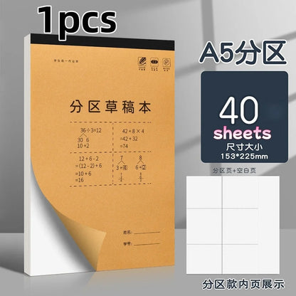 Thick Scratch Paper for Students Mathematics Eye-Protection Soft Cover Notebook for Postgraduate Exam Prep Sketch Pad Blank